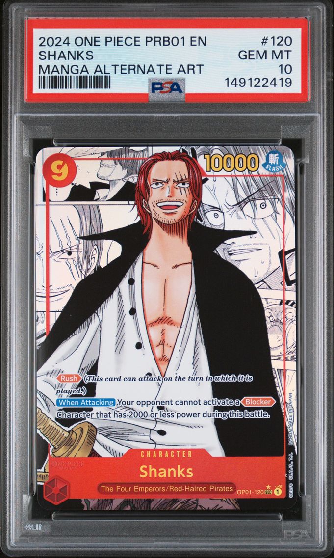 2024 #120 Shanks PSA 10 One Piece PRB01-Premium Booster -One Piece Card the Best-