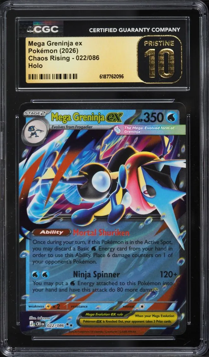 2026 #22 Mega Greninja ex CGC 10 Pokemon Mega Evolution Chaos Rising Holo