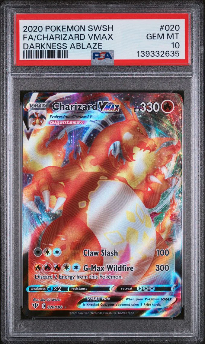 2020 #020 FA/CHARIZARD VMAX PSA 10 Sword & Shield Darkness Ablaze