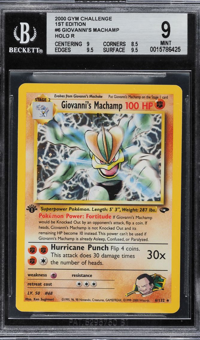 2000 #6 1ST EDITION HOLO GIOVANNI'S MACHAMP BGS 9 POKEMON GYM CHALLENGE
