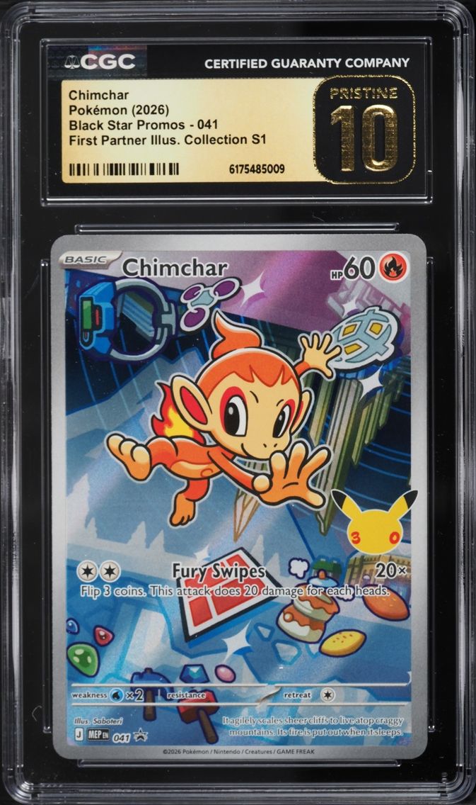 2026 Pokemon Mega Promo First Partner Illustration Full Art Chimchar #41 CGC 10 PRISTINE