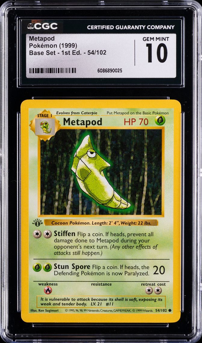 1999 #54 Metapod 1st Edition CGC 10 Game Pokemon