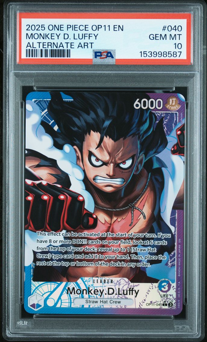 2025 #040 Monkey D. Luffy PSA 10 One Piece OP11-A Fist of Divine Speed