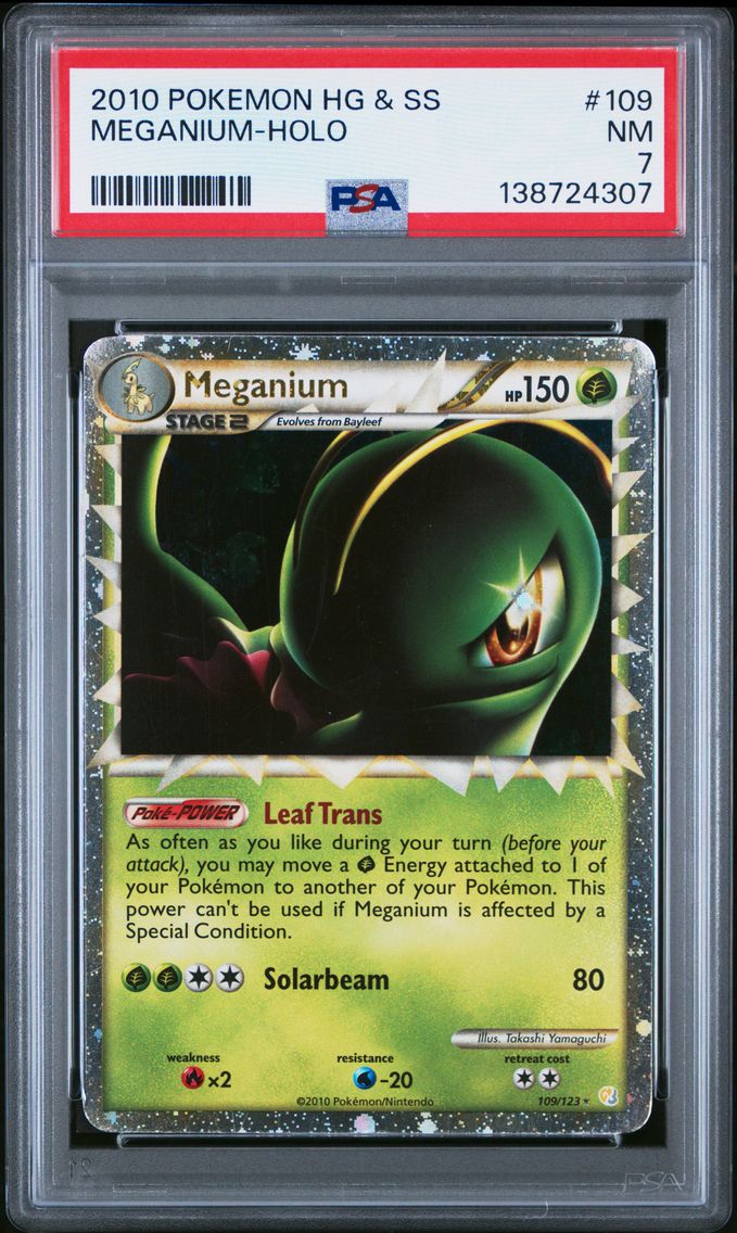 2010 #109 Meganium-Holo PSA 7 Heartgold & Soulsilver