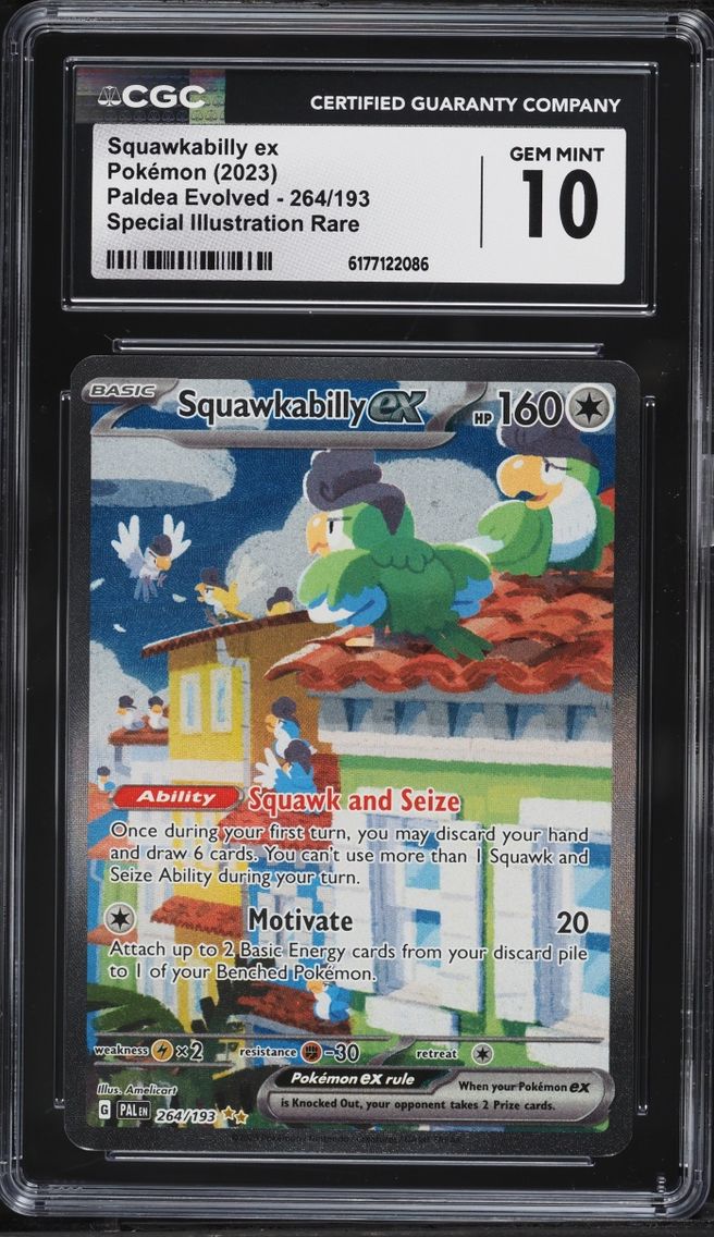 2023 Pokemon Scarlet & Violet Paldea Evolved SIR Squawkabilly EX #264 CGC 10 GEM MINT