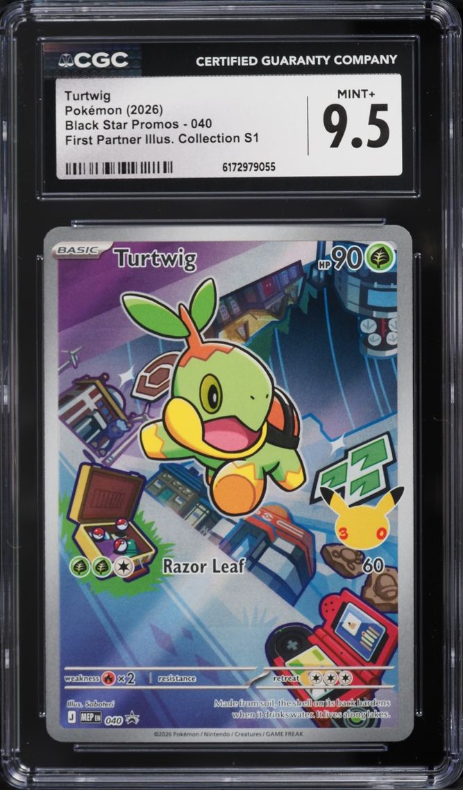 2026 Pokemon Mega Evolution Promo First Partner Illustration Full Art Turtwig #40 CGC 9.5 MINT+