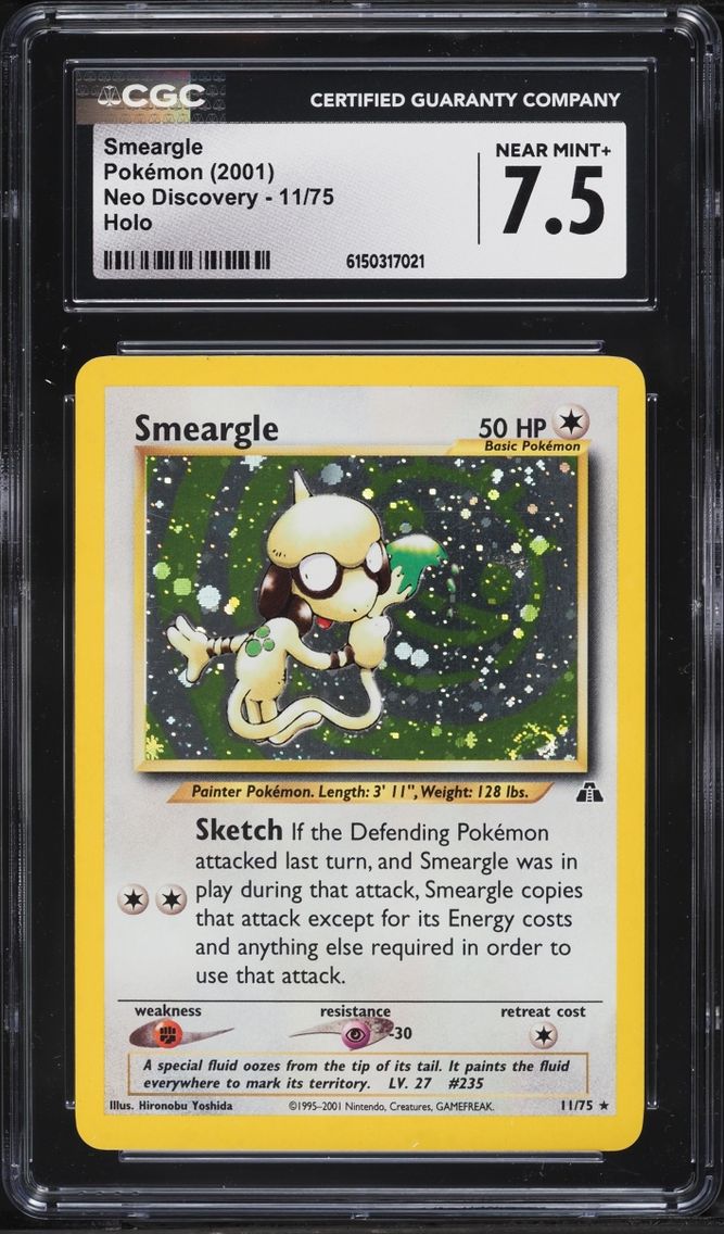 2001 Pokemon Neo Discovery Holo Smeargle #11 CGC 7.5 NRMT+