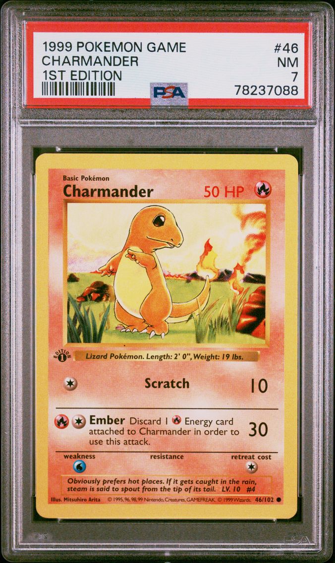 1999 #46 Charmander 1st Edition PSA 7 Game