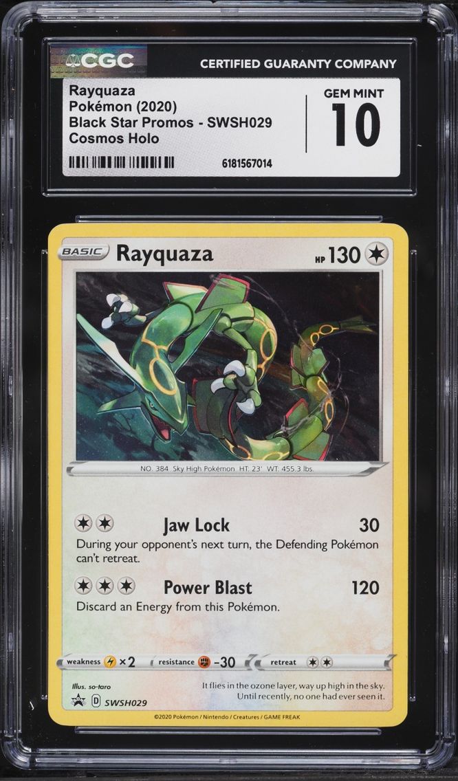 2020 #SWSH029 Rayquaza CGC 10 Pokemon Sword & Shield Black Star Promo Cosmos Holo