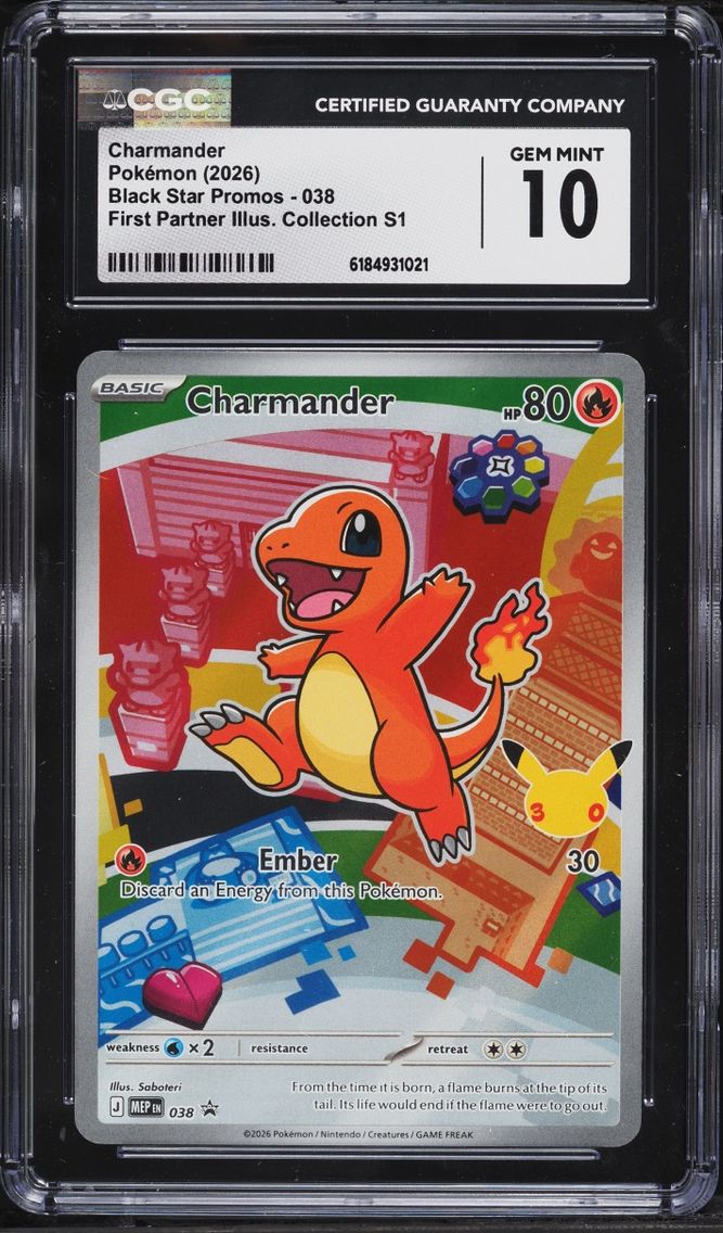 2026 Pokemon Mega Promo First Partner Illustration S1 Full Art Charmander #38 CGC 10 GEM MINT