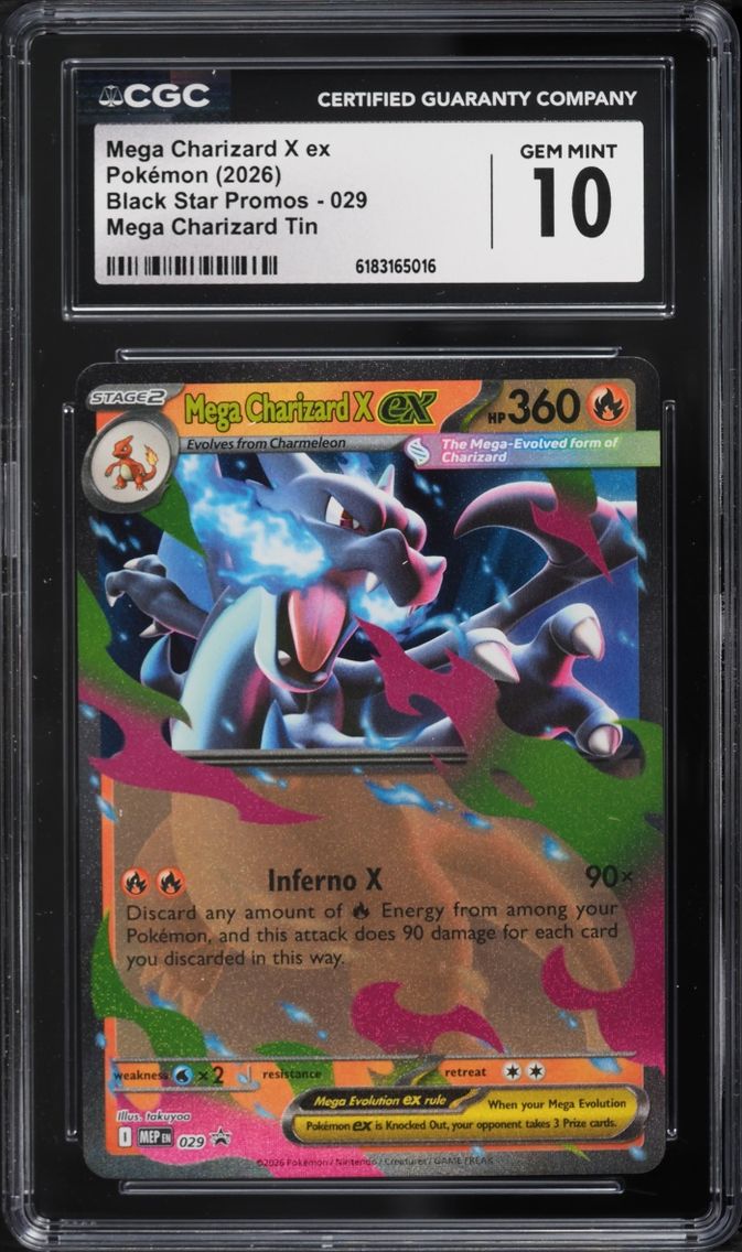2026 Pokemon Mega Evolution Promo Tin Mega Charizard X ex #29 CGC 10 GEM MINT