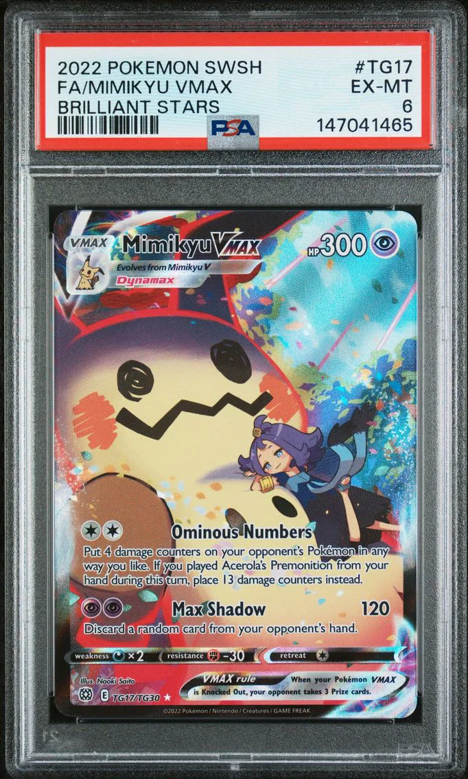 2022 #TG17 Full Art/Mimikyu Vmax PSA 6 Sword & Shield Brilliant Stars