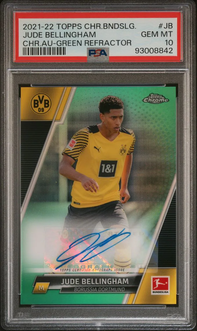 2021 #JB Jude Bellingham PSA 10 Green Refractor Topps Chrome Bundesliga Chrome Autographs Soccer