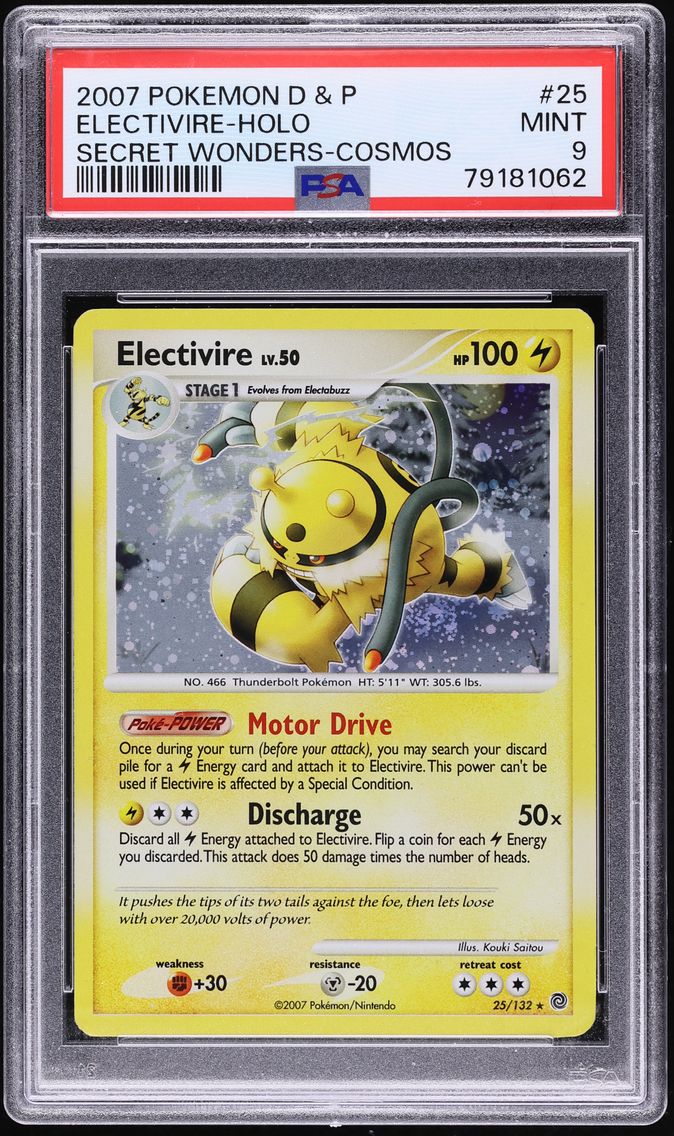 2007 #25 Electivire-Holo PSA 9 Diamond & Pearl Secret Wonders Pokemon