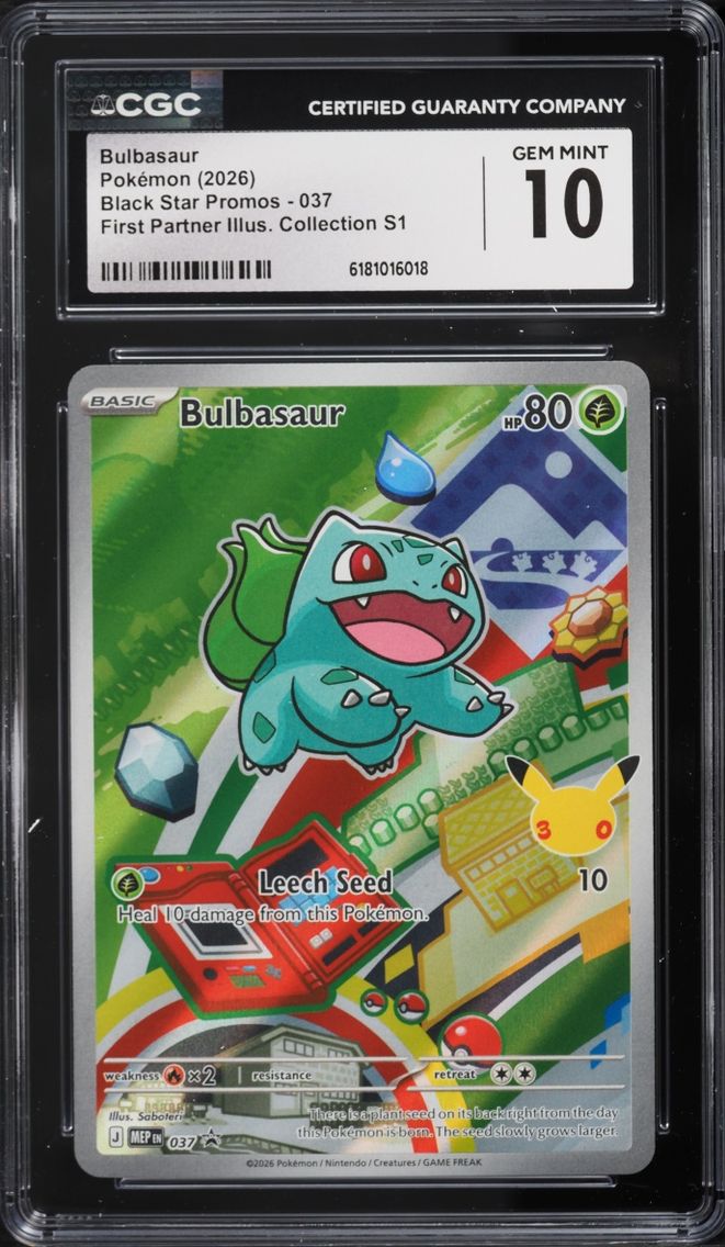 2026 Pokemon Mega Promo First Partner Illustration S1 Full Art Bulbasaur #37 CGC 10 GEM MINT