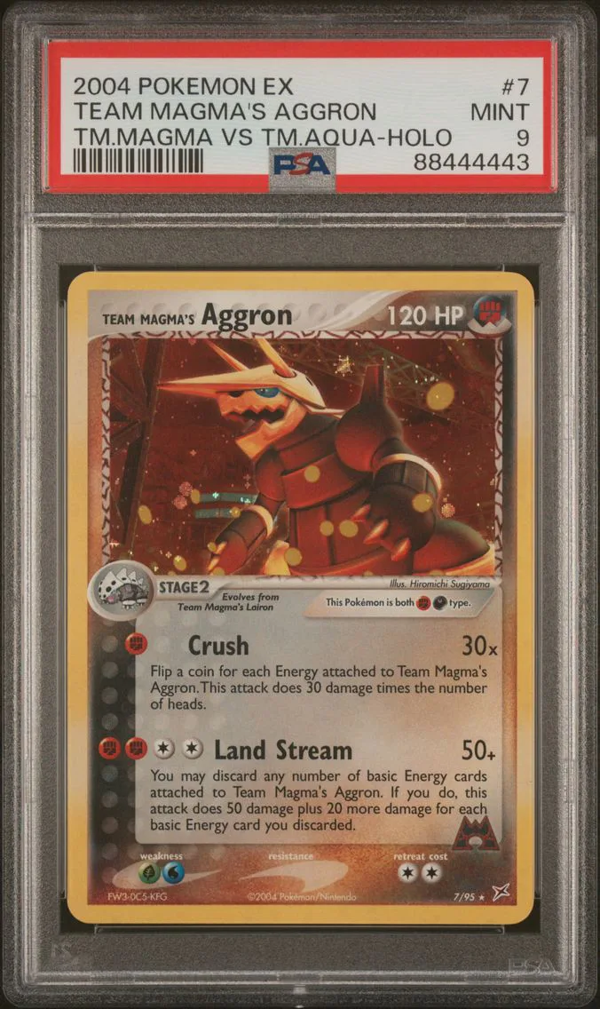 2004 #7 Team Magma's Aggron-Holo PSA 9 EX Team Magma VS Team Aqua