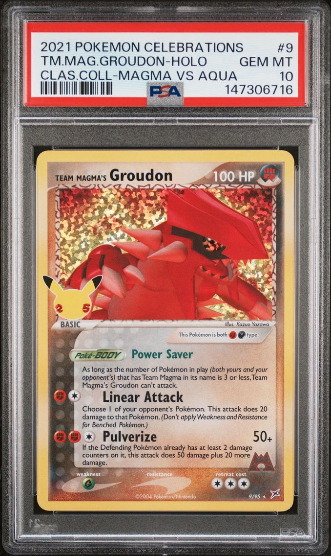 2021 #9 Team Magma's Groudon-Holo PSA 10 Celebrations Classic Collection Pokemon