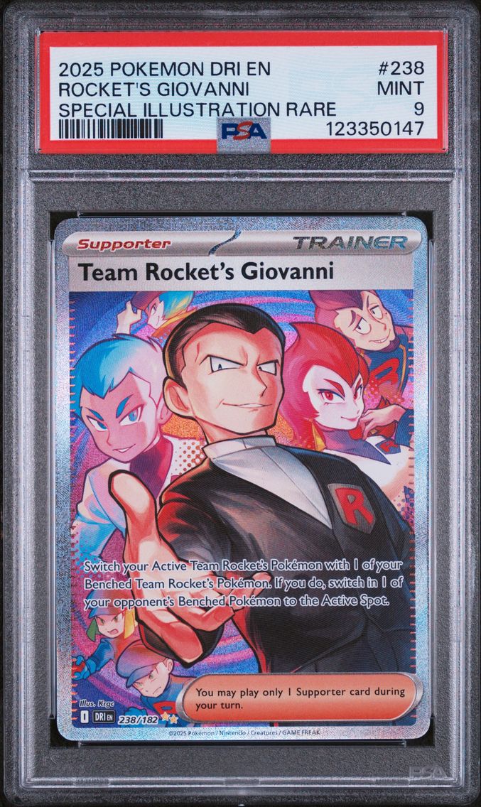 2025 #238 Team Rocket's Giovanni PSA 9 Dri EN-Destined Rivals