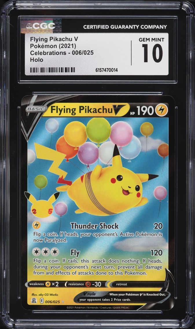 2021 Pokemon Sword & Shield Celebrations Holo Flying Pikachu V #6 CGC 10 GEM MINT