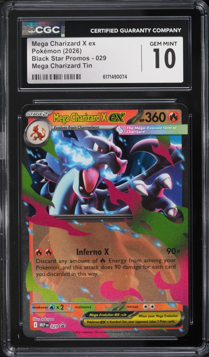 2026 Pokemon Mega Evolution Black Star Promo Tin Mega Charizard X Ex #29 CGC 10 GEM MINT