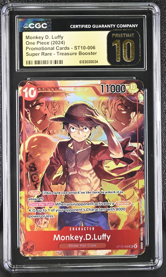 2024 #ST10-006 Monkey D. Luffy SR Treasure Booster CGC 10 Pristine Promotional Cards - English