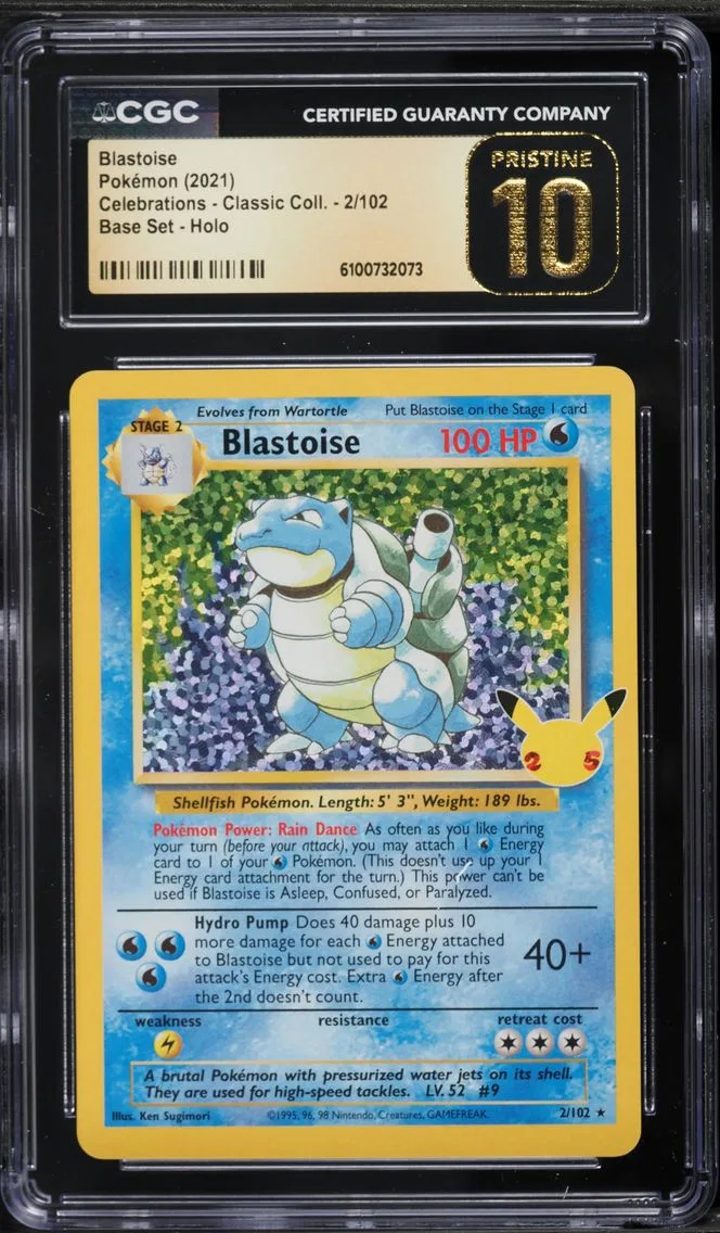 2021 #2 Blastoise-Holo CGC 10 Pristine Celebrations Classic Collection Pokemon