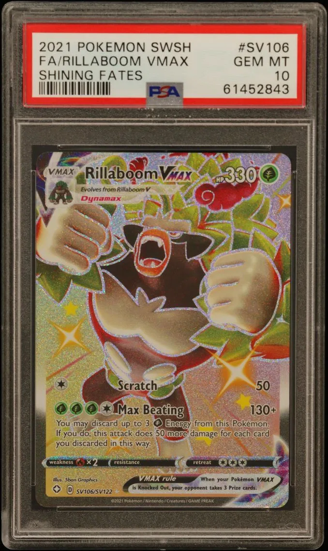 2021 #SV106 Full Art/Rillaboom Vmax PSA 10 Sword & Shield Shining Fates