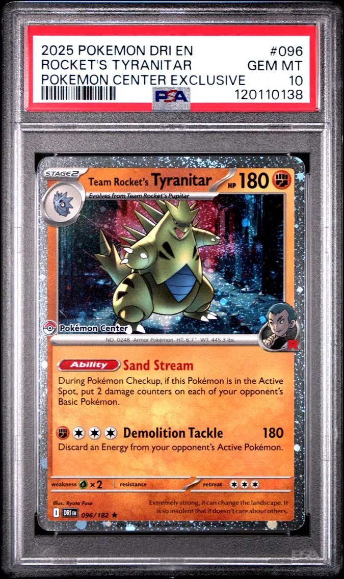 2025 #096 Team Rocket's Tyranitar PSA 10 Dri EN-Destined Rivals Pokemon