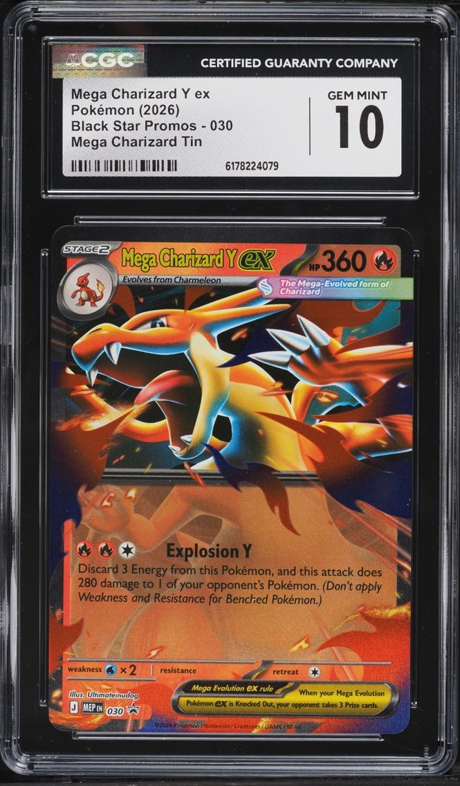2026 Pokemon Mega Evolution Black Star Promo Tin Mega Charizard Y Ex #30 CGC 10 GEM MINT