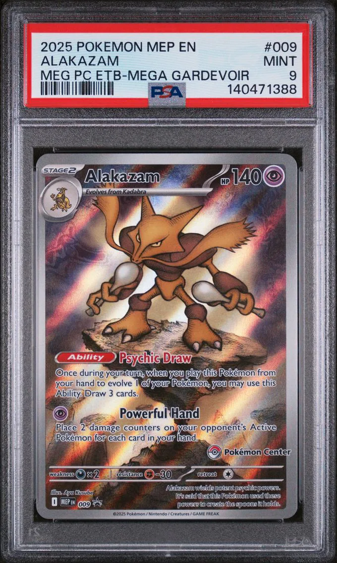 2025 #009 Alakazam PSA 9 Mep EN-Me Black Star Promo