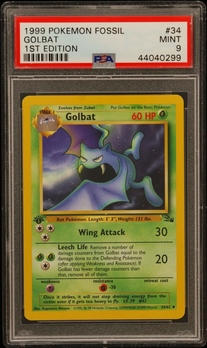 1999 #34 Golbat 1st Edition PSA 9 Fossil
