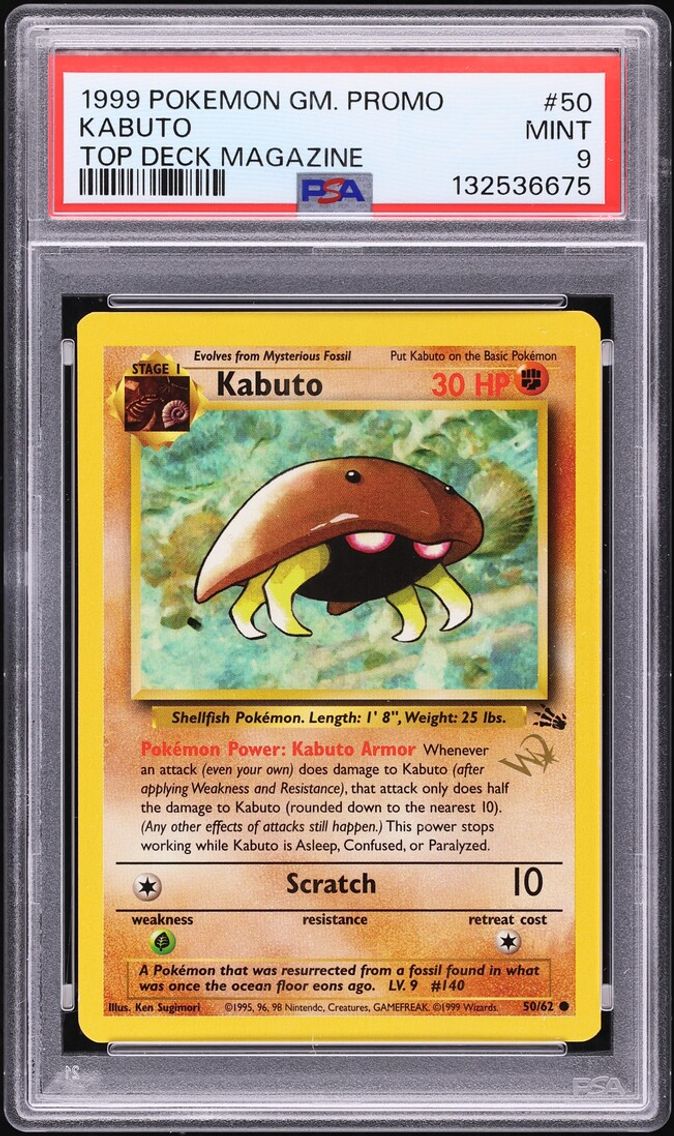 1999 #50 Kabuto PSA 9 Pokemon Game Promo Top Deck Magazine Wizard Gold Stamp