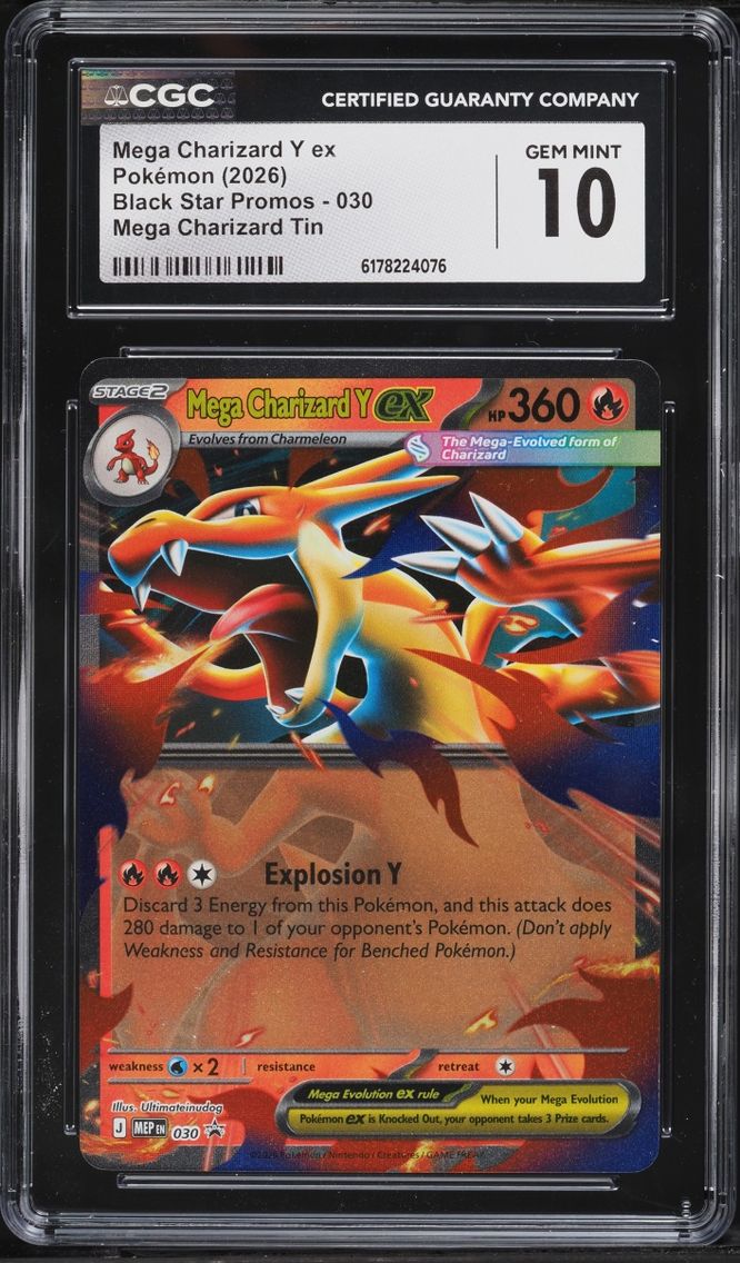 2026 Pokemon Mega Evolution Black Star Promo Tin Mega Charizard Y Ex #30 CGC 10 GEM MINT
