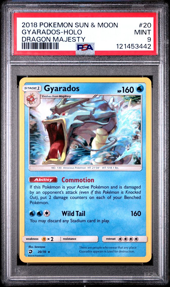 2018 #20 Gyarados-Holo PSA 9 Sun & Moon Dragon Majesty Pokemon