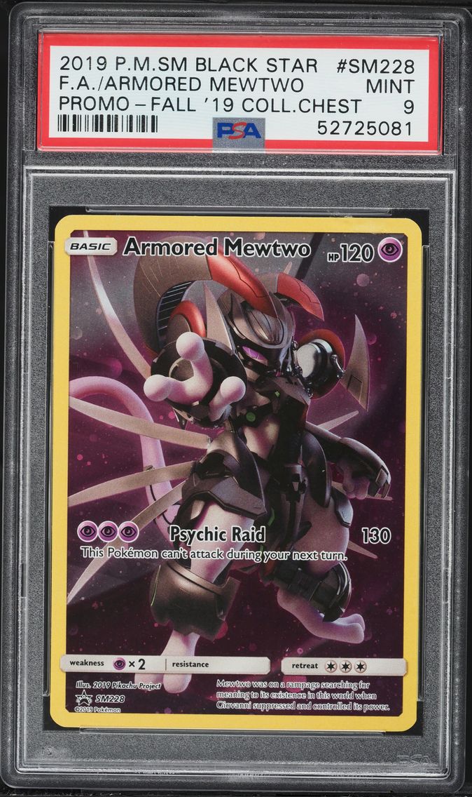 2019 #SM228 Full Art/Armored Mewtwo PSA 9 SM Black Star Promo Pokemon