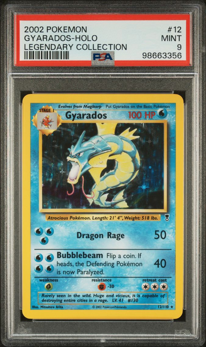 2002 #12 GYARADOS-HOLO PSA 9 POKEMON LEGENDARY COLLECTION