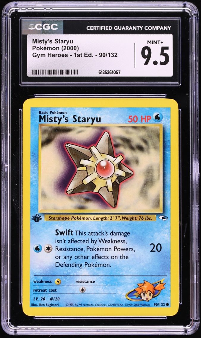 2000 Pokemon Gym Heroes 1st Edition Misty's Staryu #90 CGC 9.5 MINT+