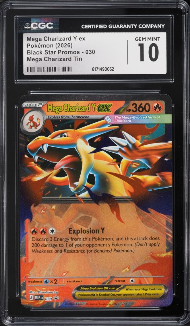 2026 Pokemon Mega Evolution Black Star Promo Tin Mega Charizard Y ex #30 CGC 10 GEM MINT