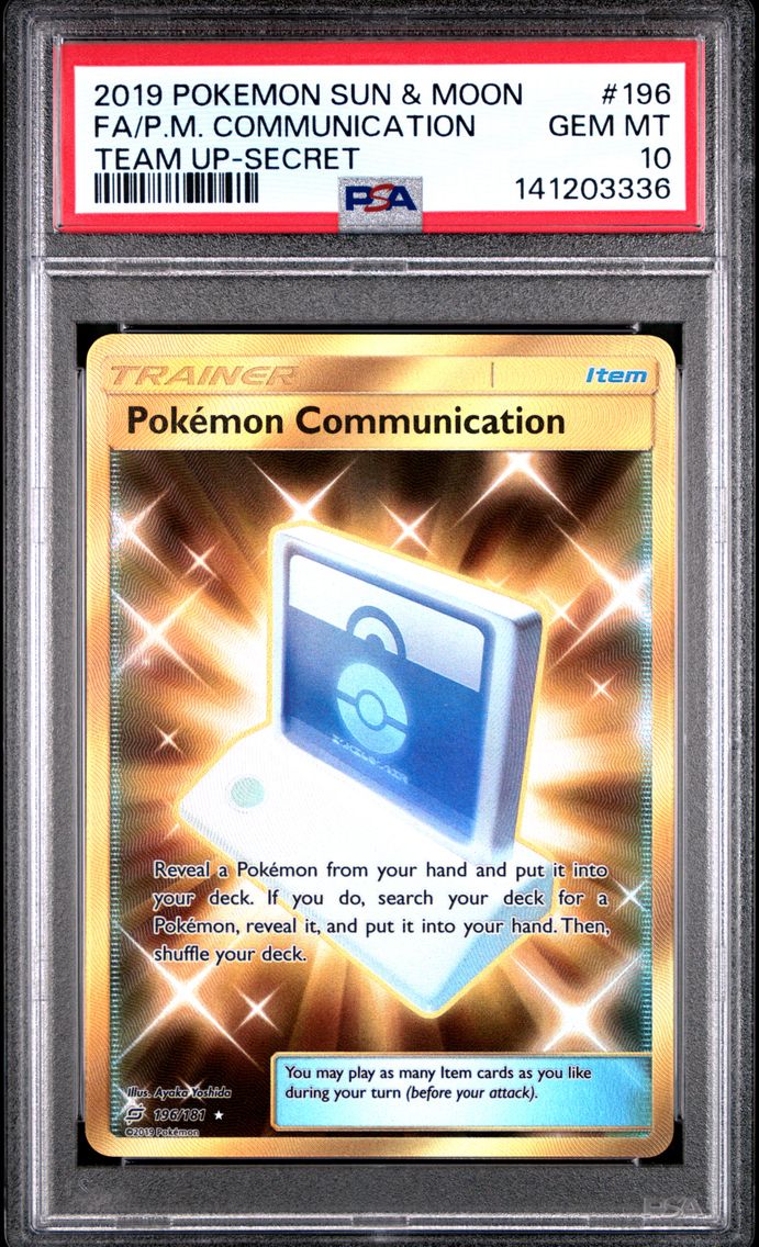 2019 #196 Full Art/Pokemon Communication PSA 10 Sun & Moon Team Up Pokemon