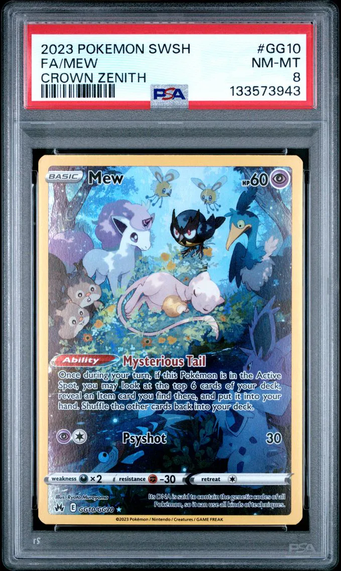 2023 #GG10 Full Art/Mew PSA 8 Sword and Shield Crown Zenith Pokemon