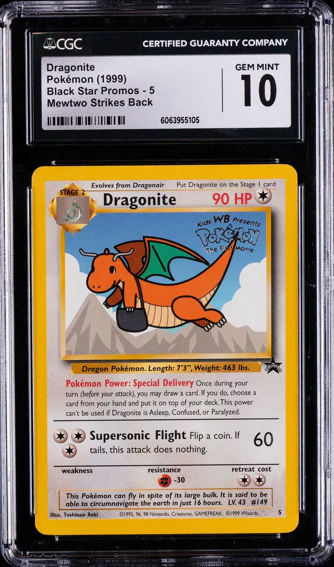 1999 #5 Dragonite CGC 10 Game Movie Pokemon
