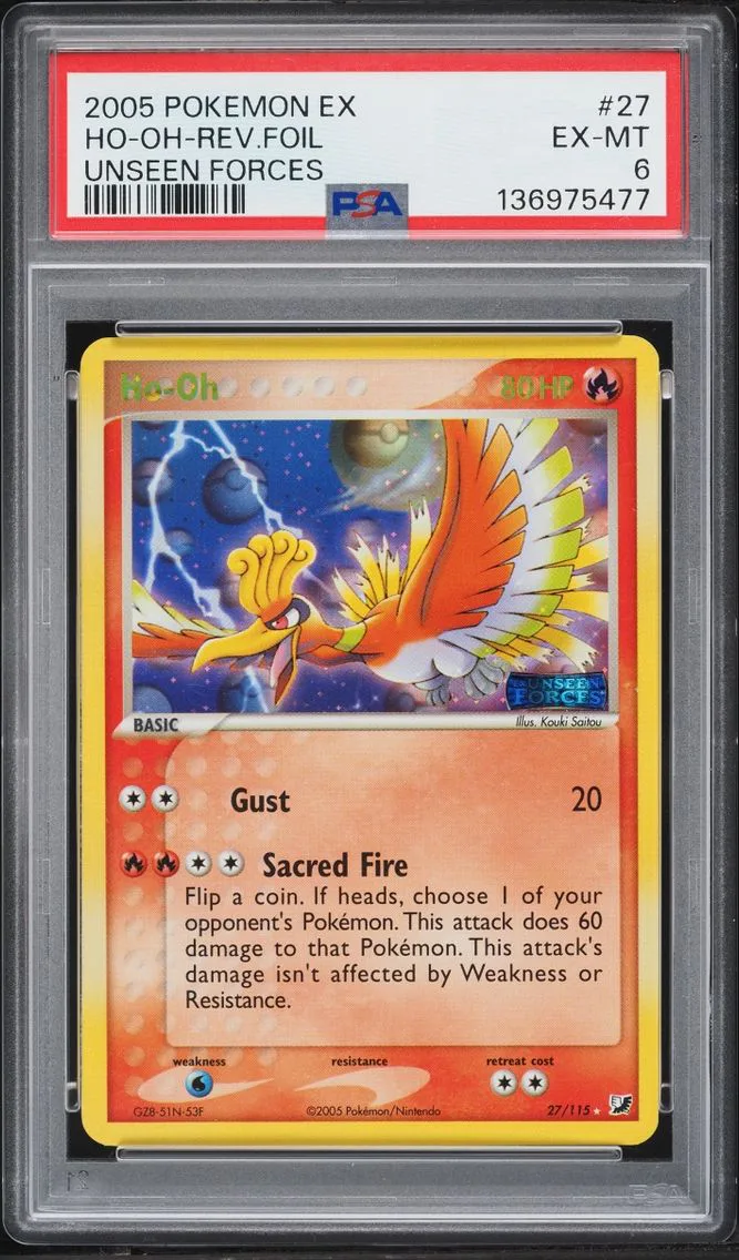 2005 Pokemon EX Unseen Forces Reverse Holo Ho-Oh #27 PSA 6 EXMT