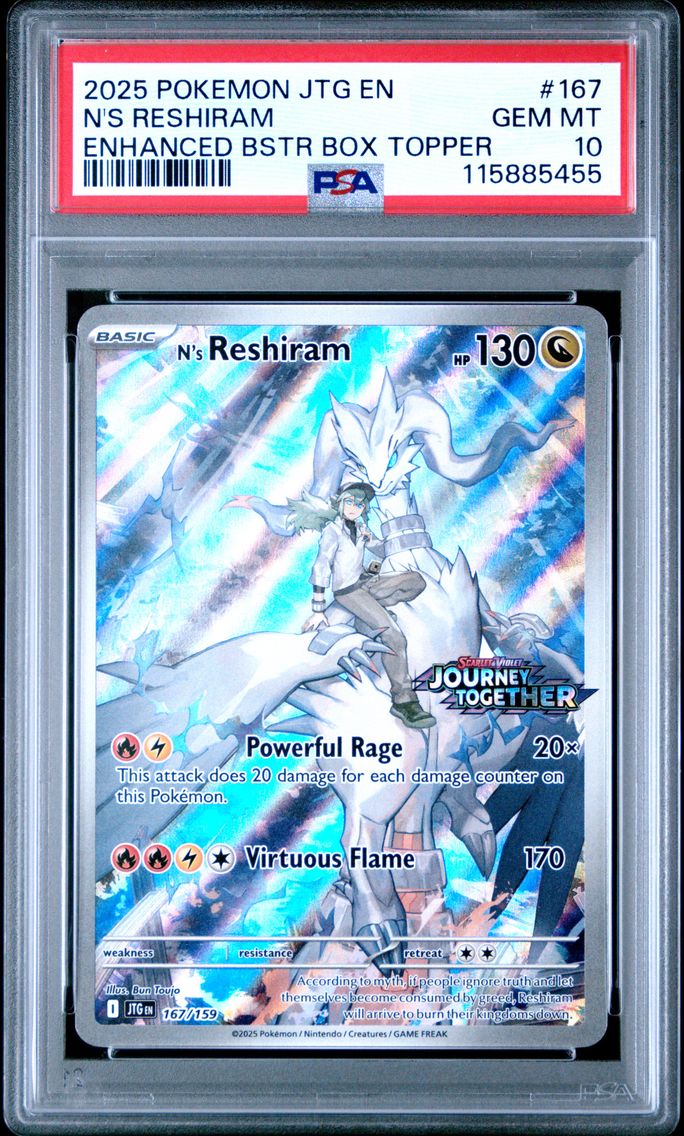 2025 #167 N's Reshiram PSA 10 Jtg EN-Journey Together Pokemon