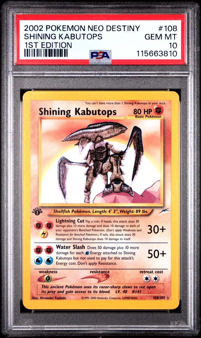 2002 #108 Shining Kabutops 1st Edition PSA 10 Neo Destiny Pokemon
