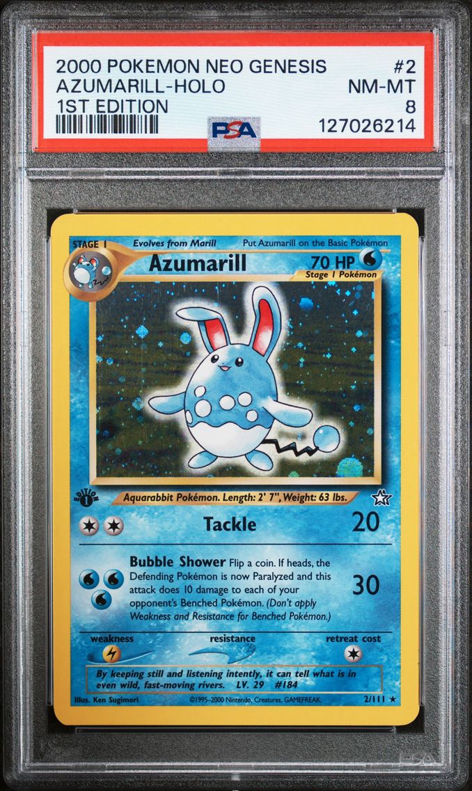 2000 #2 Azumarill-Holo PSA 8 Neo Genesis 1st Edition