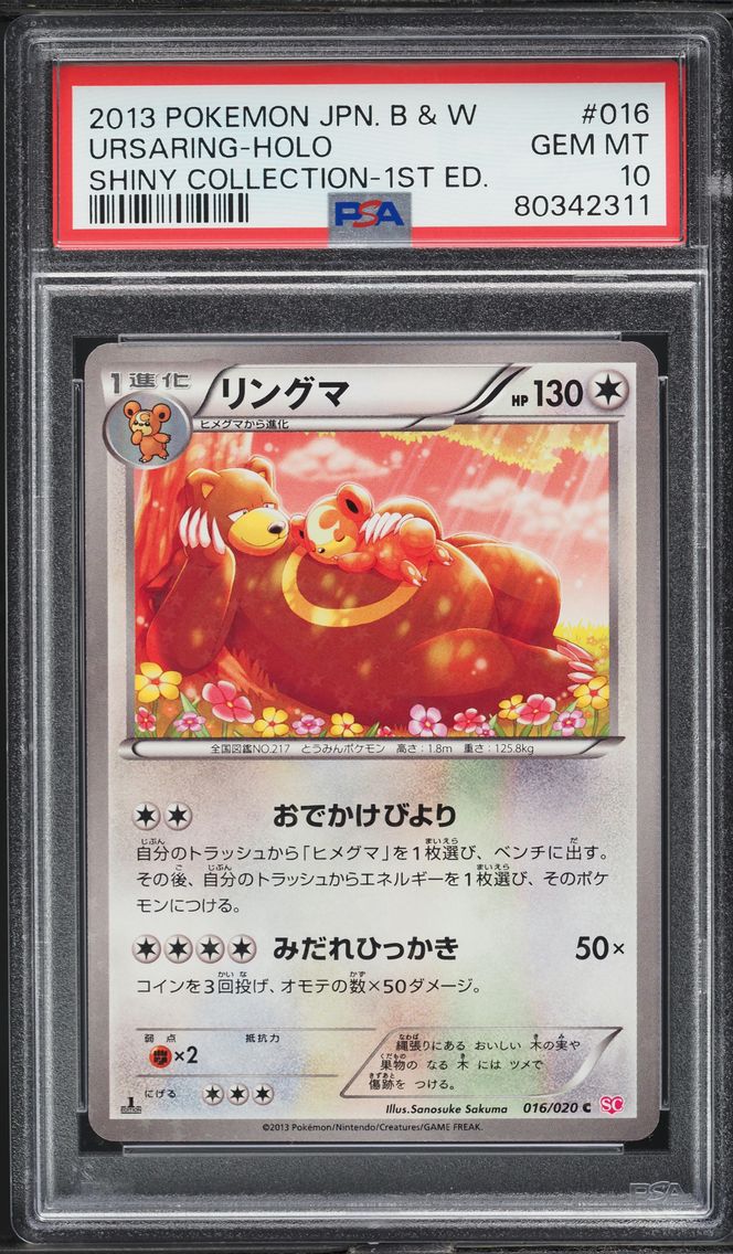 2013 #016 Ursaring-Holo 1st Edition PSA 10 Japanese Black & White Shiny Collection Pokemon