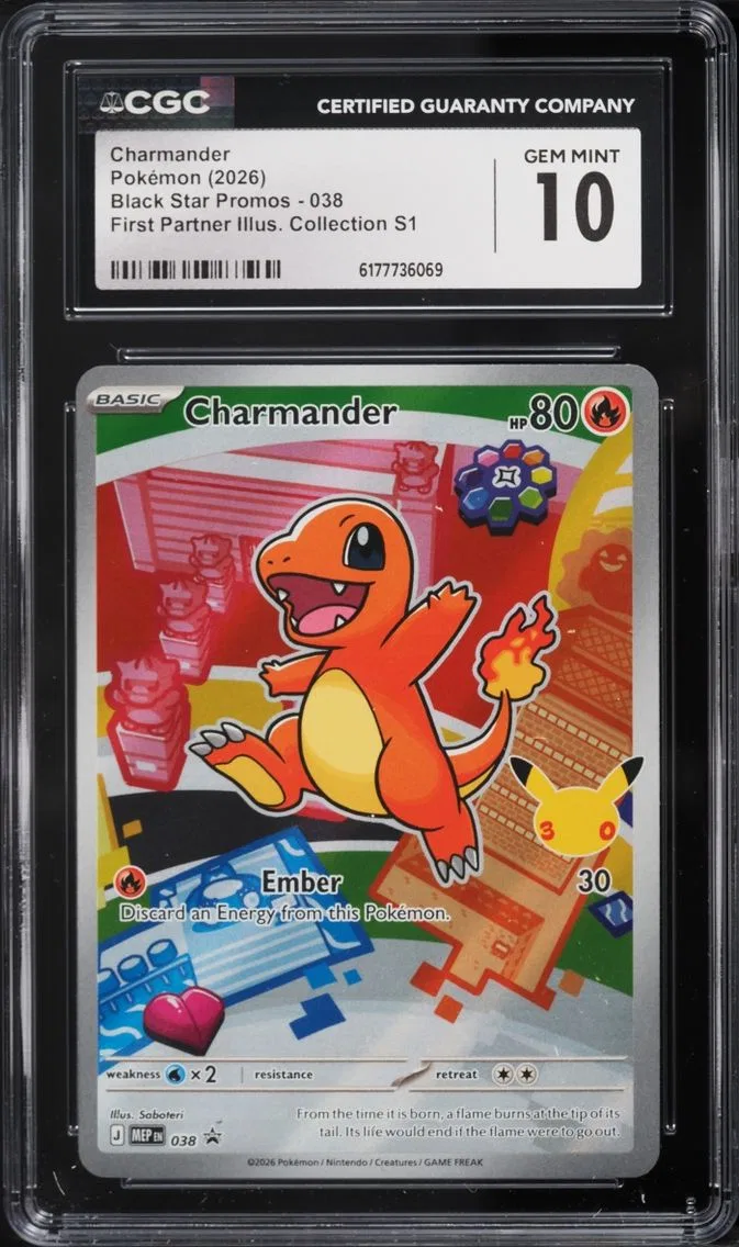 2026 Pokemon Mega Evolution Promo First Partner Illustration S1 Full Art Charmander #38 CGC 10