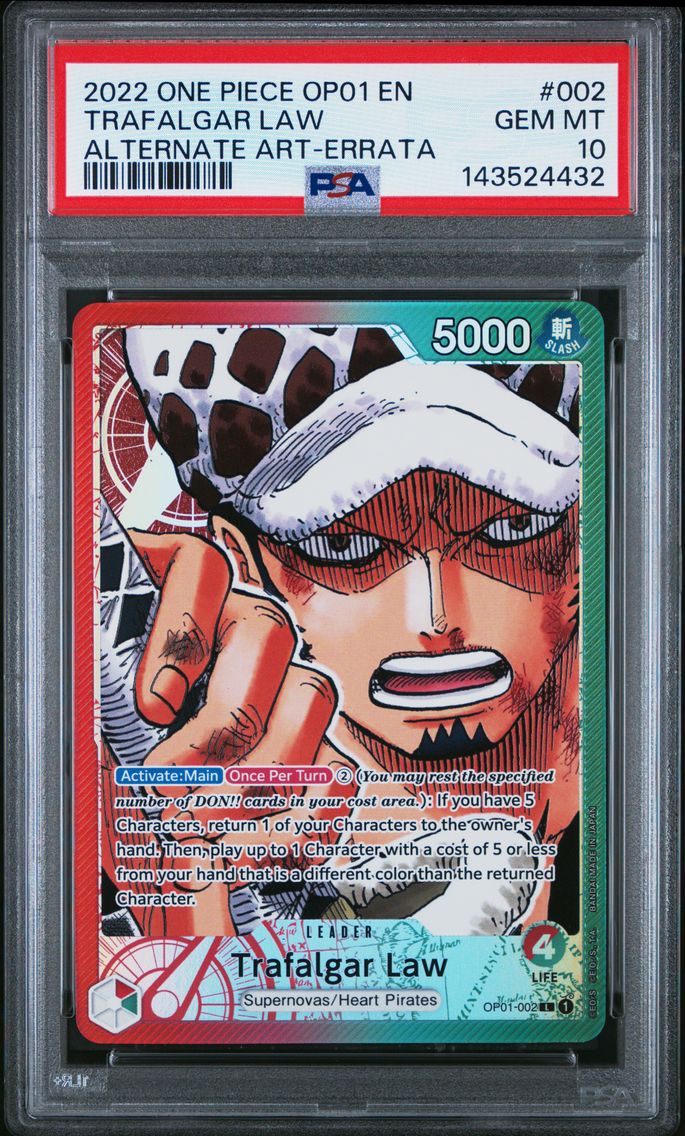 2022 #002 Trafalgar Law PSA 10 One Piece OP01-Romance Dawn