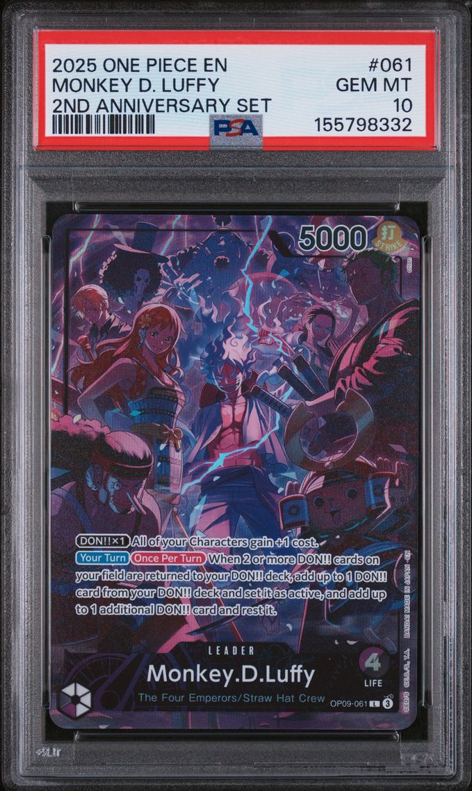 2025 #061 Monkey D. Luffy PSA 10 One Piece English Version 2nd Anniversary Set