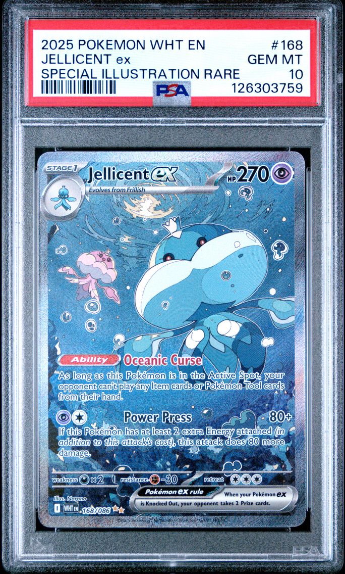 2025 #168 Jellicent EX PSA 10 Wht EN-White Flare Pokemon